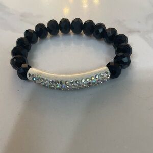 Vintage Bakelite Bracelet Jet Beads and Bakelite